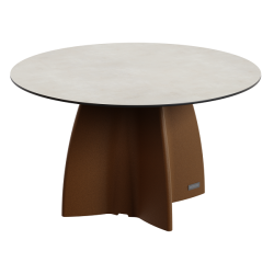 Table Ronde Crème NEOCROSS + 6 Chaises NEOARMCHAIR