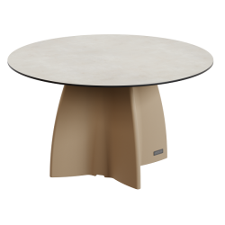 Table Ronde Crème NEOCROSS + 6 Chaises NEOARMCHAIR