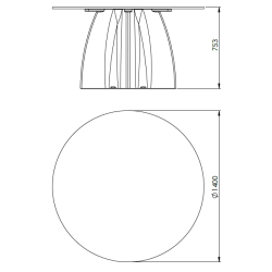 Table Ronde 140 cm - 6/8 couverts - Neocross - Plateau Coloris Crème