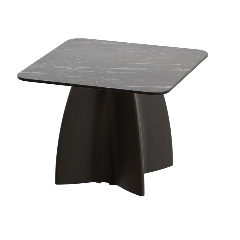 Table Basse Extérieur Carrée - Piétement Neocross + Plateau Coloris Marbre Noir