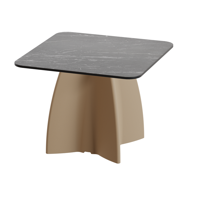 Table Basse Extérieur Carrée - Piétement Neocross + Plateau Coloris Marbre Noir