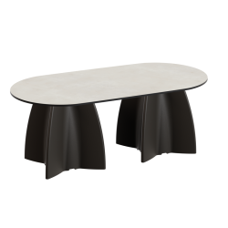 Table Basse Extérieur Ovale - Piétement Neocross + Plateau Crème