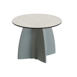 Table Basse Extérieur Ronde - Piétement Neocross + Plateau Crème