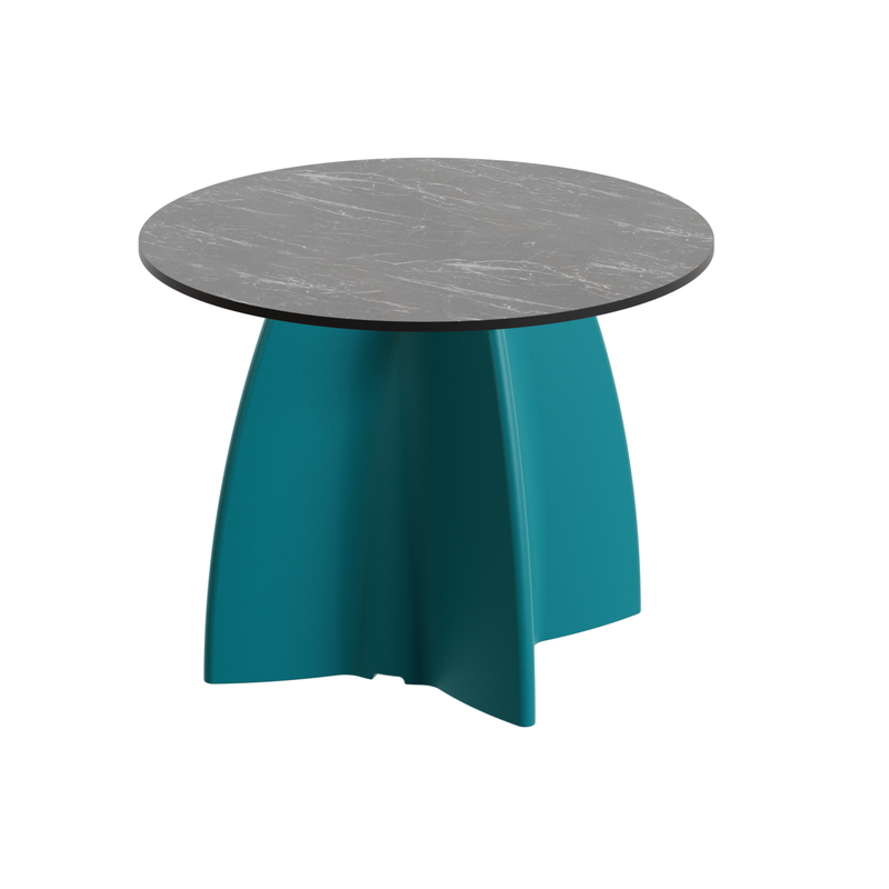 Table Basse Extérieur Ronde - Piétement Neocross + Plateau Coloris Marbre Noir