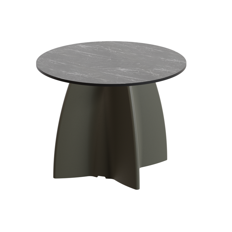 Table Basse Extérieur Ronde - Piétement Neocross + Plateau Coloris Marbre Noir