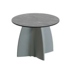 Table Basse Extérieur Ronde - Piétement Neocross + Plateau Coloris Marbre Noir