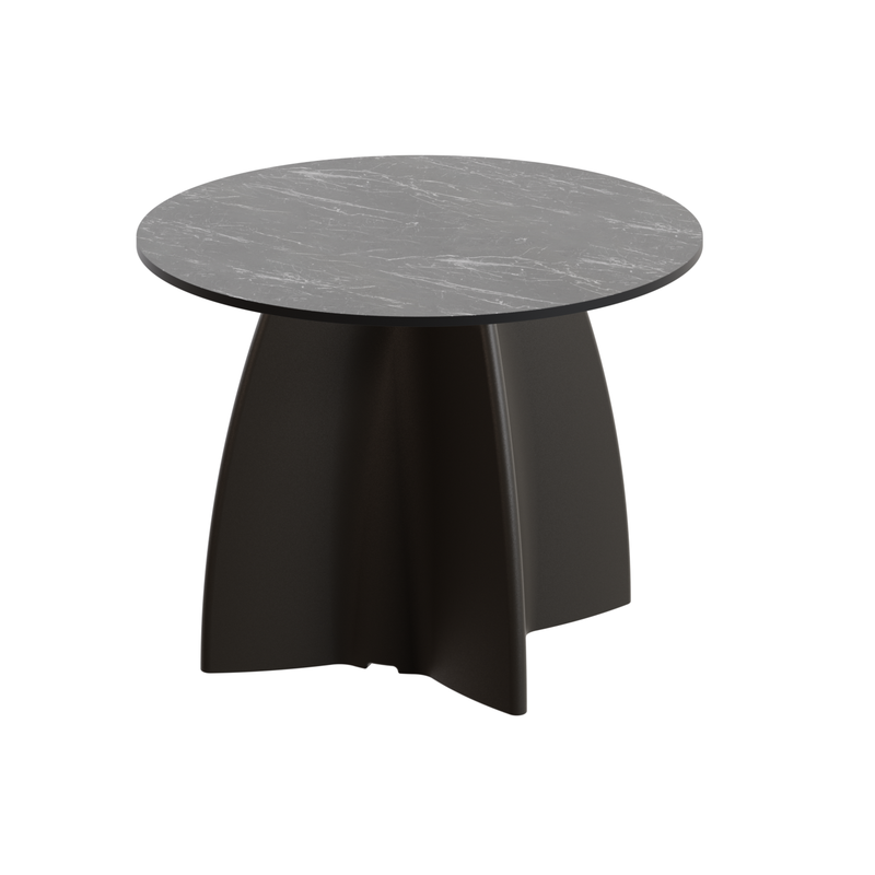 Table Basse Extérieur Ronde - Piétement Neocross + Plateau Coloris Marbre Noir