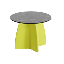 Table Basse Extérieur Ronde - Piétement Neocross + Plateau Coloris Marbre Noir