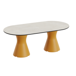 Table Basse Extérieur Ovale - Piétement Neocyl + Plateau Crème