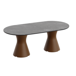 Table Basse Extérieur Ovale - Piétement Neocyl + Plateau Coloris Marbre Noir