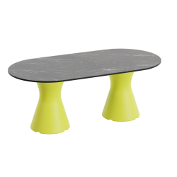 Table Basse Extérieur Ovale - Piétement Neocyl + Plateau Coloris Marbre Noir