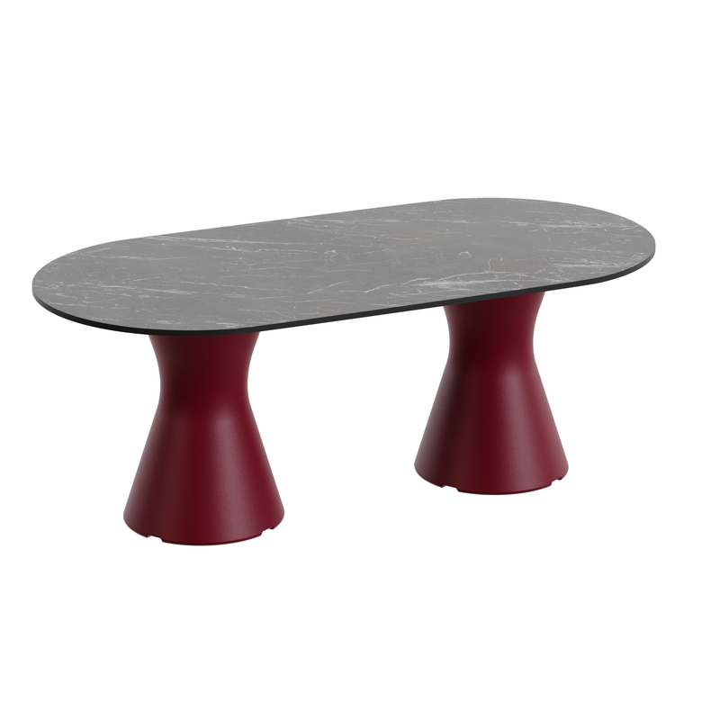 Table Basse Extérieur Ovale - Piétement Neocyl + Plateau Coloris Marbre Noir