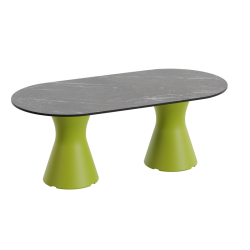 Table Basse Extérieur Ovale - Piétement Neocyl + Plateau Coloris Marbre Noir