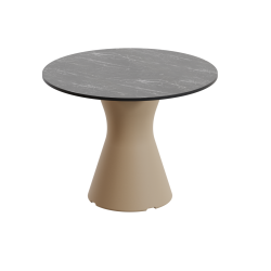 Table Basse Extérieur Ronde - Piétement Neocyl + Plateau Coloris Marbre Noir