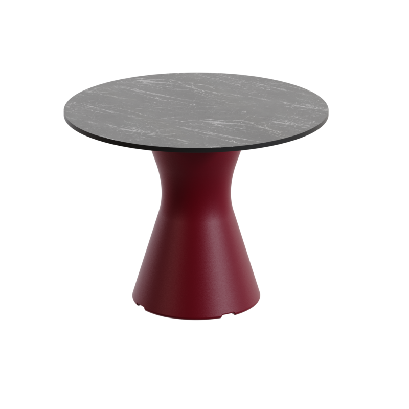 Table Basse Extérieur Ronde - Piétement Neocyl + Plateau Coloris Marbre Noir