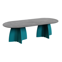 Table Ovale 280 cm - 10/12 couverts - Neocross - Plateau Coloris Marbre Noir