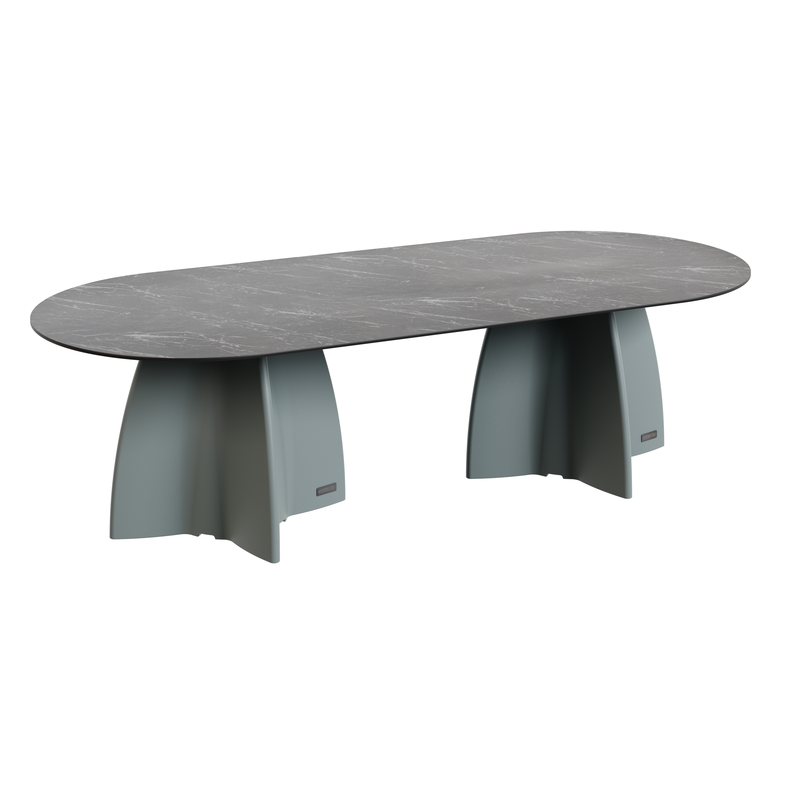 Table Ovale 280 cm - 10/12 couverts - Neocross - Plateau Coloris Marbre Noir