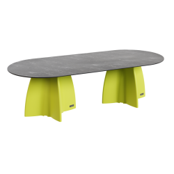 Table Ovale 280 cm - 10/12 couverts - Neocross - Plateau Coloris Marbre Noir