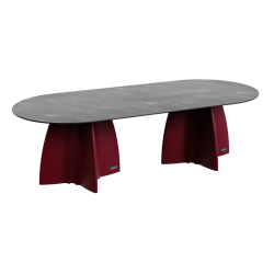 Table Ovale 280 cm - 10/12 couverts - Neocross - Plateau Coloris Marbre Noir