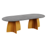 Table Ovale 280 cm - 10/12 couverts - Neocross - Plateau Coloris Marbre Noir