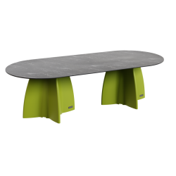 Table Ovale 280 cm - 10/12 couverts - Neocross - Plateau Coloris Marbre Noir