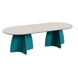 Table Ovale 280 cm - 10/12 couverts - Neocross - Plateau Coloris Crème