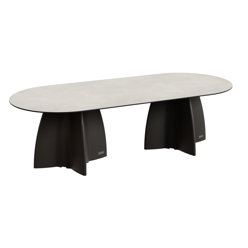 Table Ovale 280 cm - 10/12 couverts - Neocross - Plateau Coloris Crème