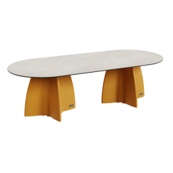 Table Ovale 280 cm - 10/12 couverts - Neocross - Plateau Coloris Crème