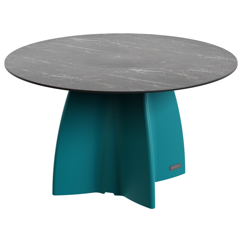 Table Ronde 140 cm - 6/8 couverts - Neocross - Plateau Coloris Marbre Noir