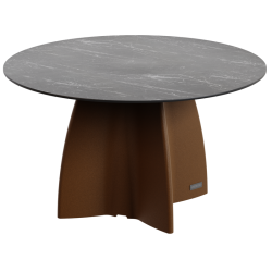 Table Ronde 140 cm - 6/8 couverts - Neocross - Plateau Coloris Marbre Noir