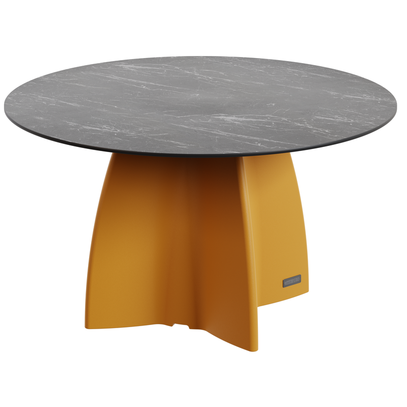 Table Ronde 140 cm - 6/8 couverts - Neocross - Plateau Coloris Marbre Noir