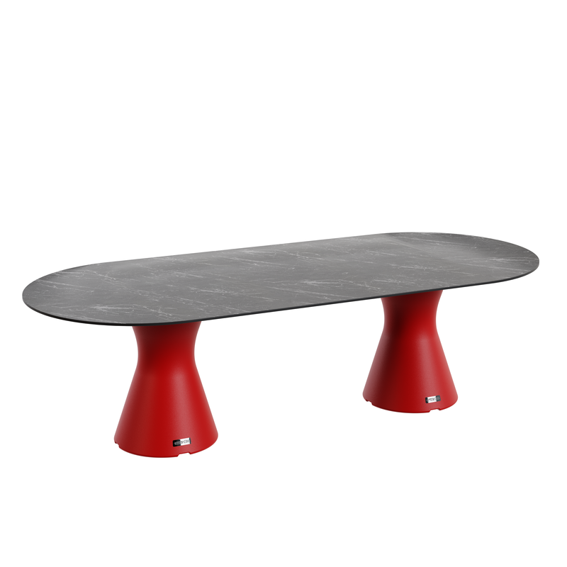 Table Ovale 280 cm - 10/12 couverts - Neocyl - Plateau Coloris Marbre Noir