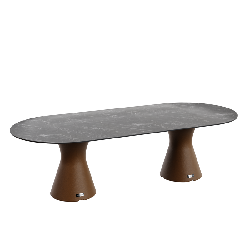 Table Ovale 280 cm - 10/12 couverts - Neocyl - Plateau Coloris Marbre Noir