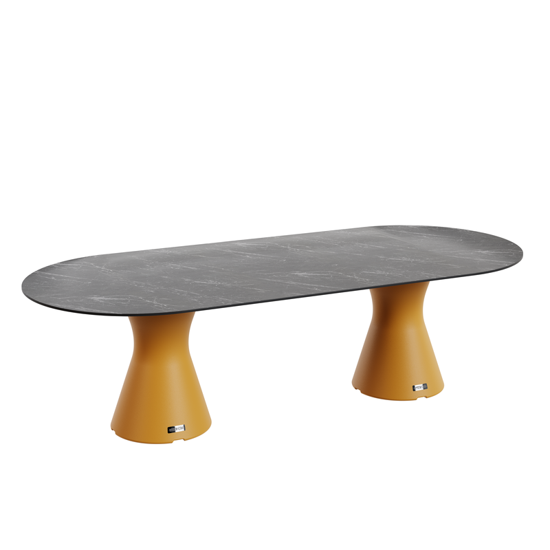 Table Ovale 280 cm - 10/12 couverts - Neocyl - Plateau Coloris Marbre Noir