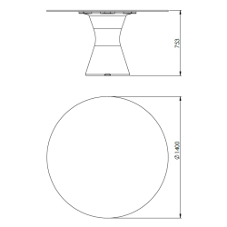 Table Ronde 140 cm - 6/8 couverts - Neocyl - Plateau Crème