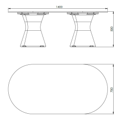 Table Basse Extérieur Ovale - Piétement Neocyl + Plateau Coloris Marbre Noir